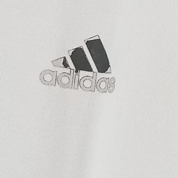 Adidas Gray Polo Pullover Tee. 1/4 Button Chest. Striped Back & Sleeves. Size XL - Picture 3 of 6